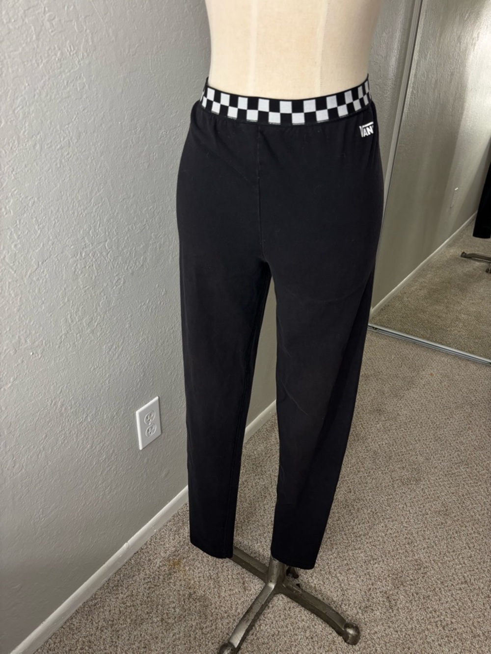 Vans Black leggings with Checkerboard Waistband
